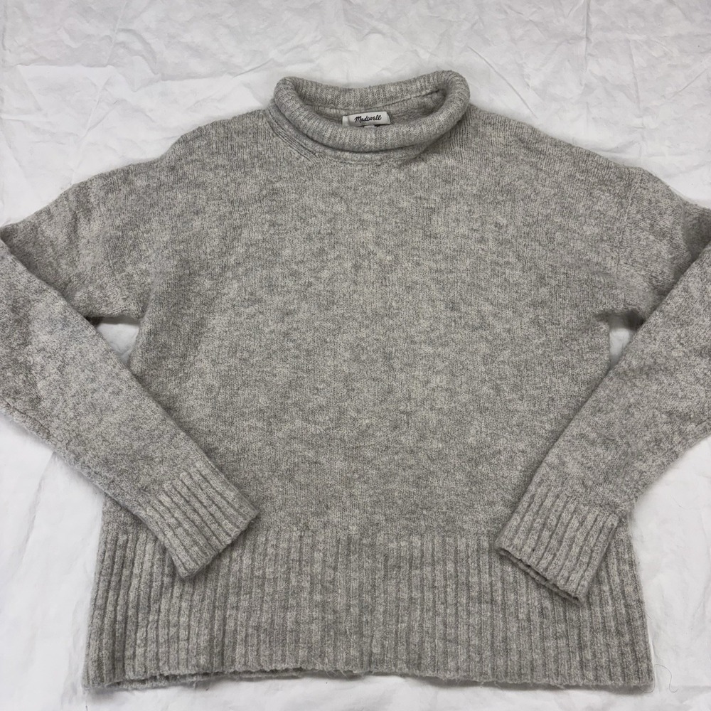 Madewell Fulton Gray Roll Neck Pullover Wool Alpaca Blend Sweater Women Small